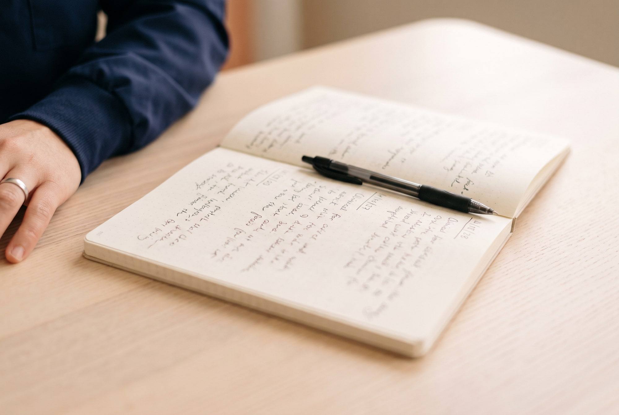 A practitioner's notebook of handwritten notes from a detailed health history